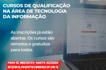 Abertas as inscrições para Cursos de Qualificação na área de Tecnologia da Informação