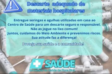 Descarte de seringas e agulhas deve ser feito de forma segura e responsável