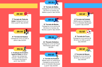 CRONOGRAMA DOS EVENTOS ESPORTIVOS FIM DE ANO 2022