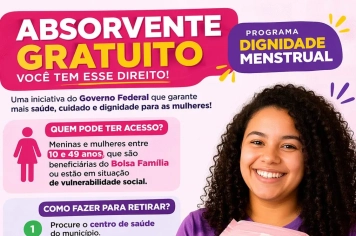 Saúde Municipal orienta: absorvente gratuito já está disponível