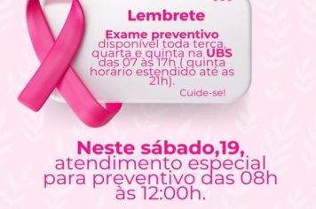 Saúde Municipal reforça ações de prevenção feminina durante o Outubro Rosa