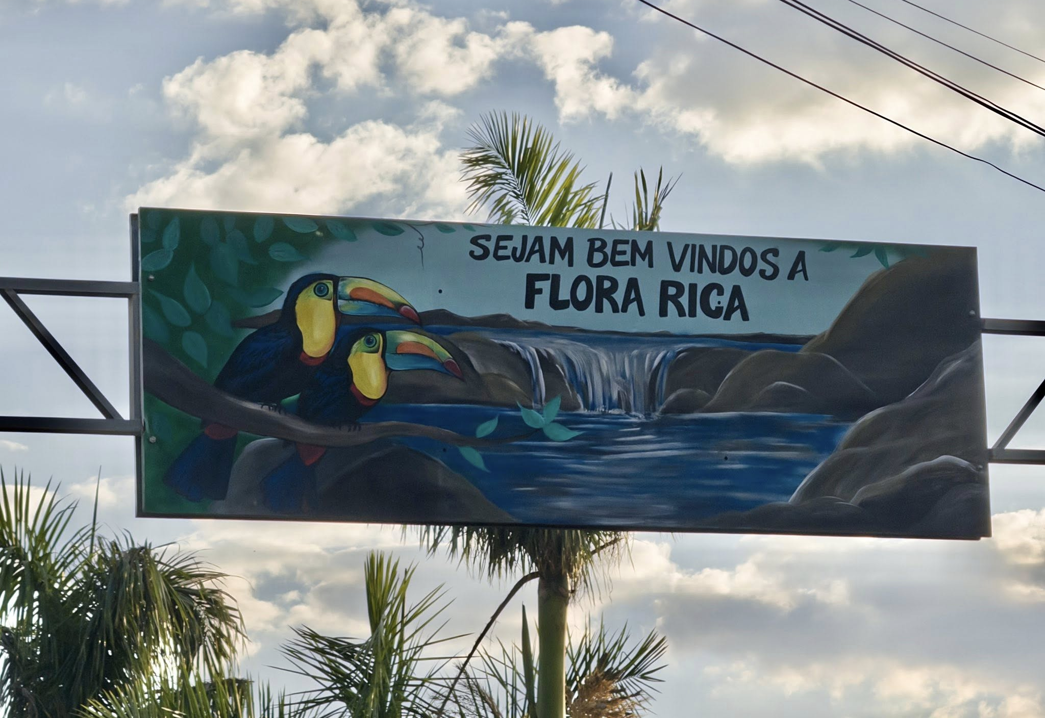 Entrada de Flora Rica recebe novas placas com arte da fauna e flora