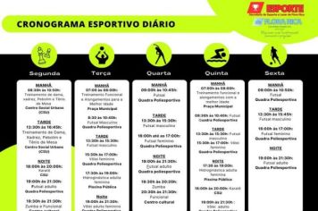 Atualização do Cronograma Esportivo Semanal da Secretaria Municipal de Esportes