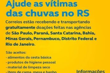 Correios de Flora Rica recebe doações para o Rio Grande do Sul