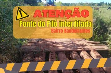   Ponte Rural no Bairro Bandeirantes Interditada para Reforma