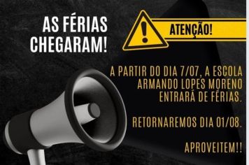 EMEFEI Armando Lopes Moreno anuncia férias escolares