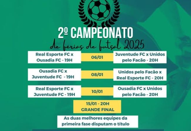 Começa hoje o 2º Campeonato de Férias de Futsal 2025 em Flora Rica